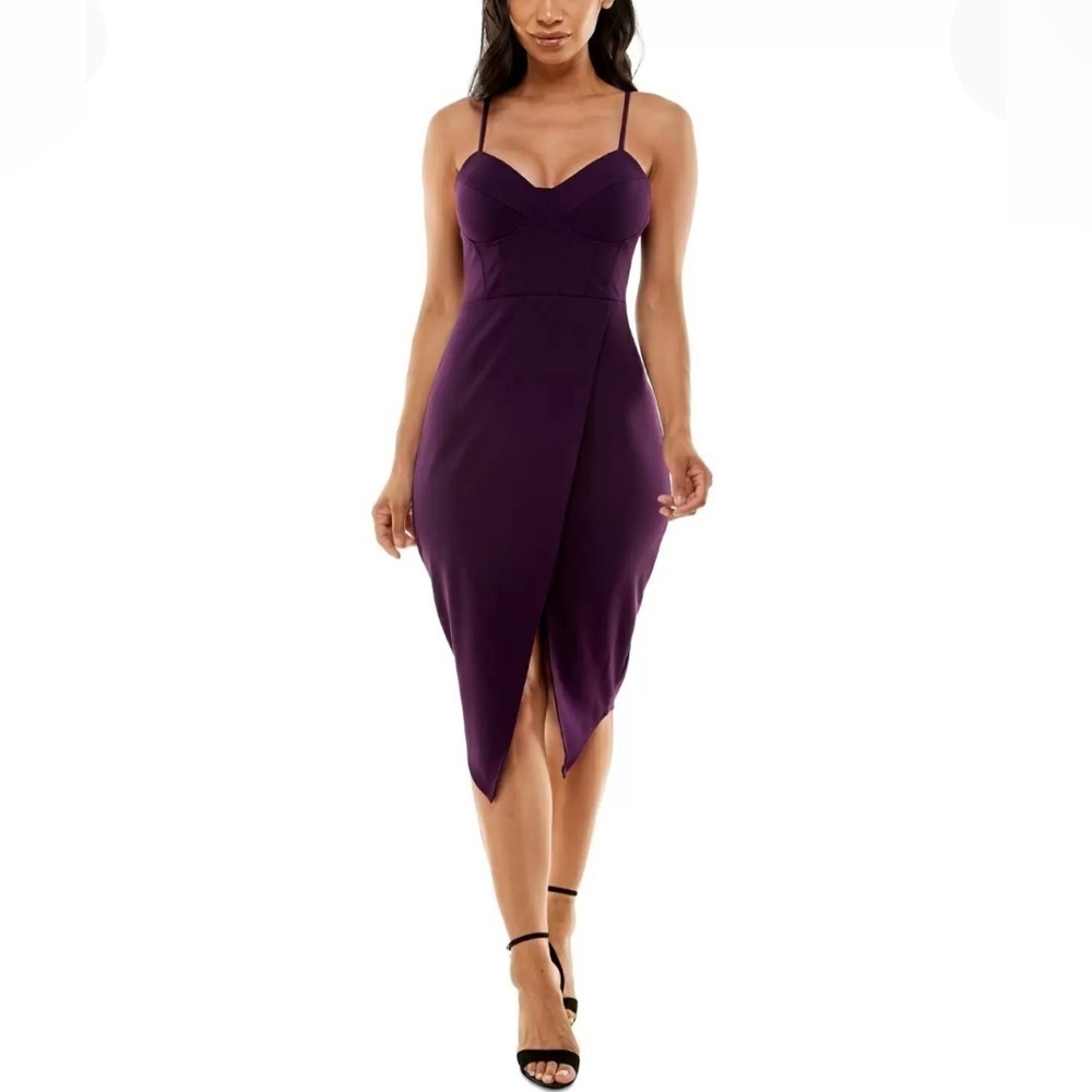 Emerald Sundae Juniors Bustier Bodycon Midi Dress Eggplant L Purple Whimsical